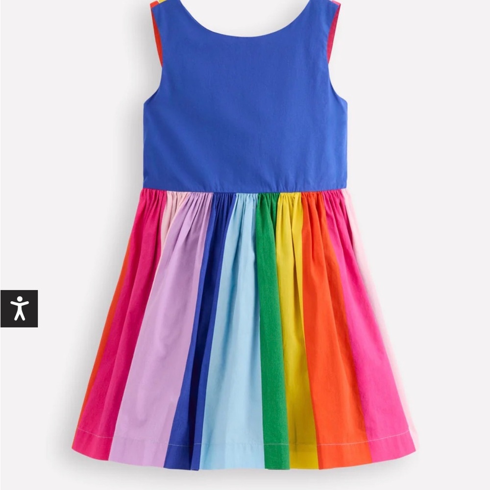 Mini Boden dress NWT 5-6 yr Multi Strap Flare Dress Sapphire Blue Rainbow curren